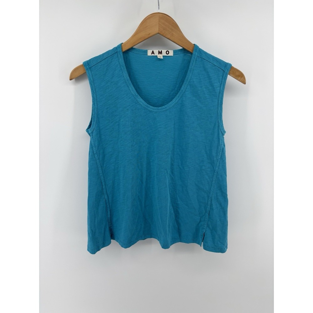 NWOT AMO Scoop Neck Tank Top Sz S Slub Seamed Preppy MSRP $136